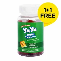 yaya multivitamin & mineral gummy supplements fruit flavor (2+ years) (1+1 free) - gelatin free, gluten free, preservatives free